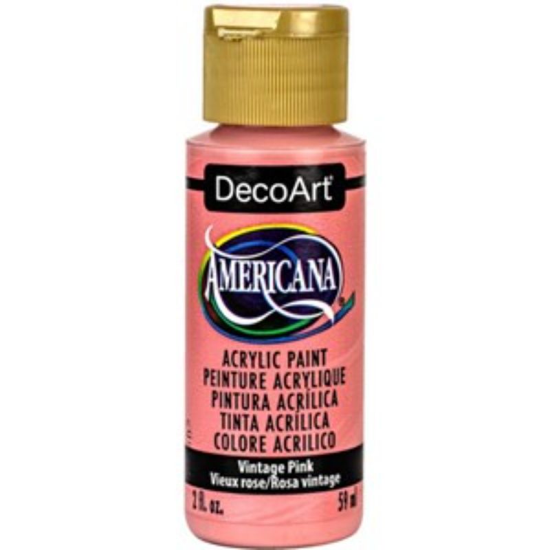 Americana Acrylics 2oz Vintage Pink, a premium matte paint for versatile art and crafts, perfect for smooth coverage and blending.
