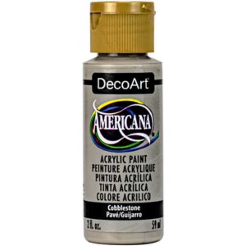 Americana Acrylics 2oz Cobblestone paint, perfect for versatile applications on various surfaces with a durable matte finish.
