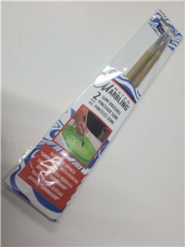 Decoart 2pc Sumi Brush Set for Japanese water marbling; ideal for creating intricate patterns and bold designs.