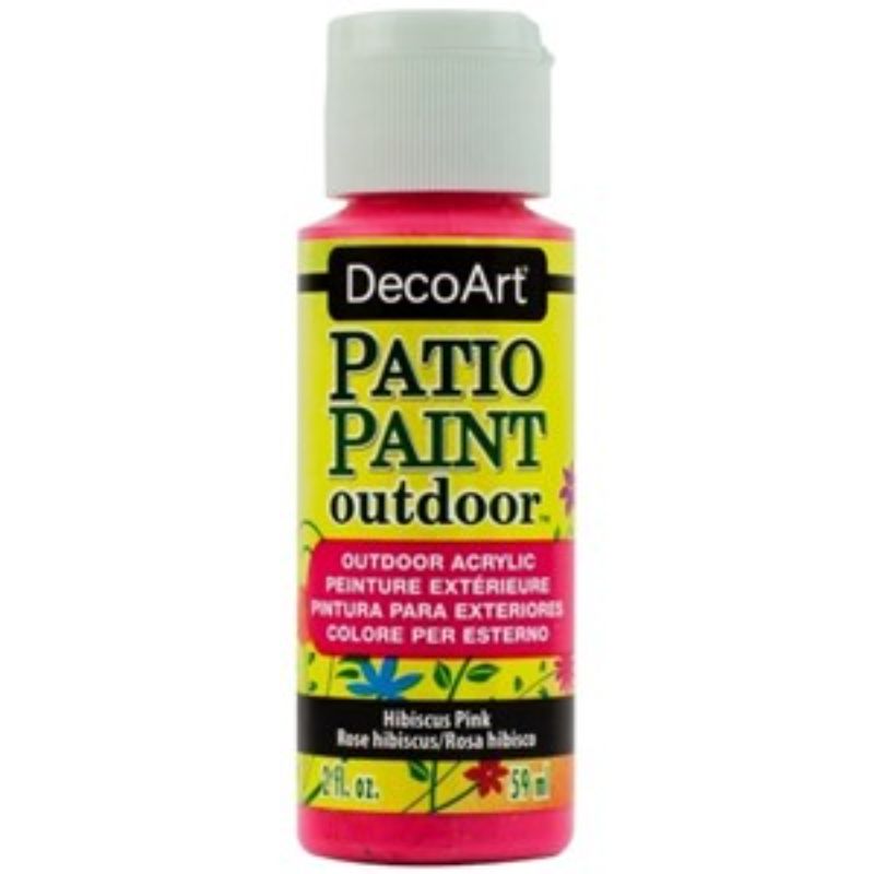 Vibrant 2oz Hibiscus Pink patio paint for outdoor furniture and decor, eco-friendly and quick-drying for easy application.