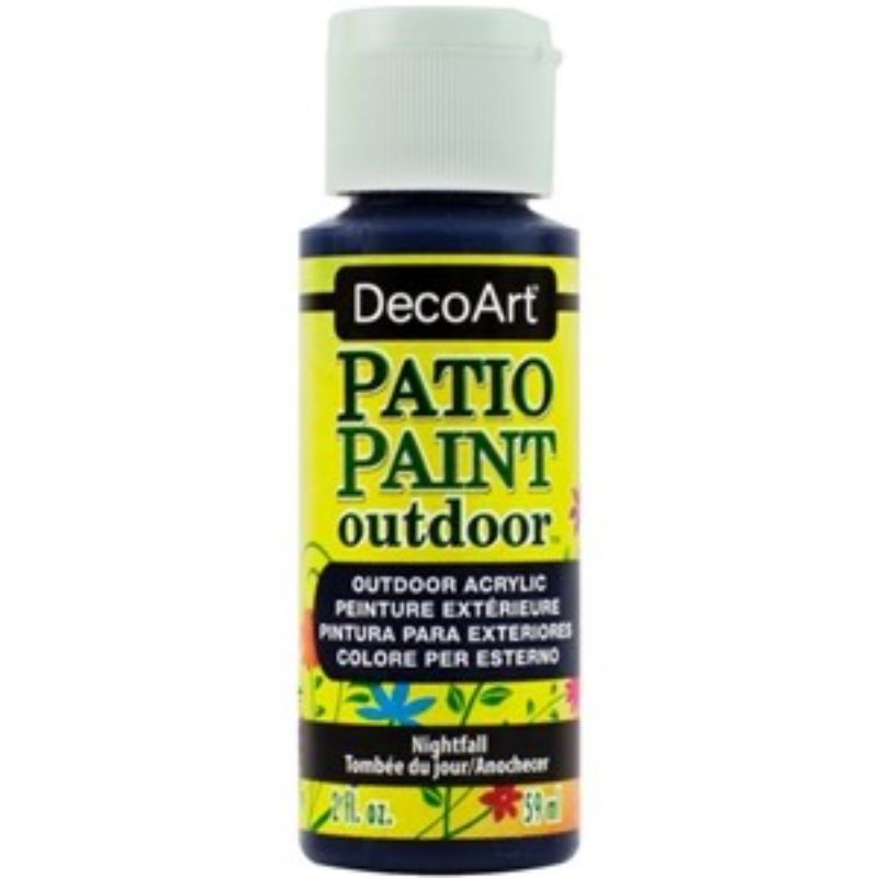 Patio Paint 2oz in Nightfall, a rich, weather-resistant color for refreshing outdoor spaces and furniture.