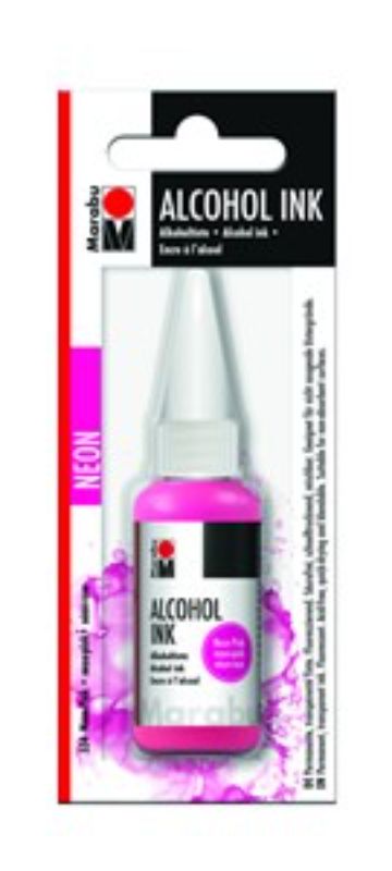 Vibrant 20ml Neon Pink alcohol ink by Marabu, perfect for blending and layering on various surfaces.