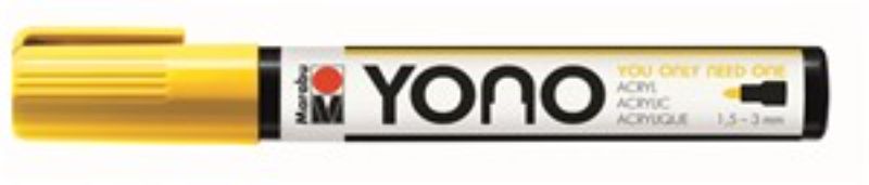 Marabu Yono 019 Bullet Yellow acrylic marker, perfect for vibrant art on various surfaces with a premium bullet tip.