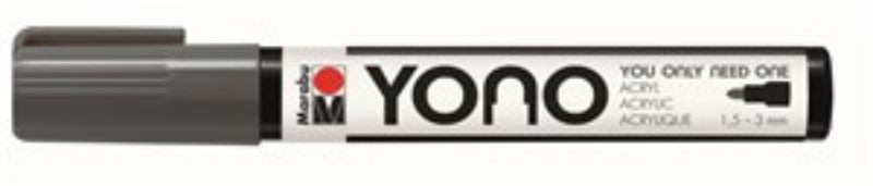 Marabu Yono 079 Bullet Dark Grey marker for versatile use on diverse surfaces, featuring light-fast opaque colors and precise control.