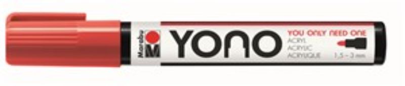 Marabu Yono 125 Bullet Cherry acrylic marker in vibrant cherry for diverse surfaces, featuring a fine tip and waterproof finish.