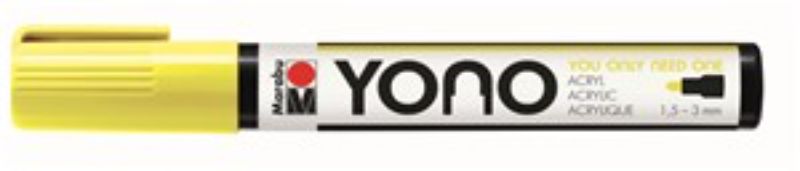 Vibrant Marabu Yono 321 Bullet Neon Yellow acrylic marker for versatile artistic expression on various surfaces.