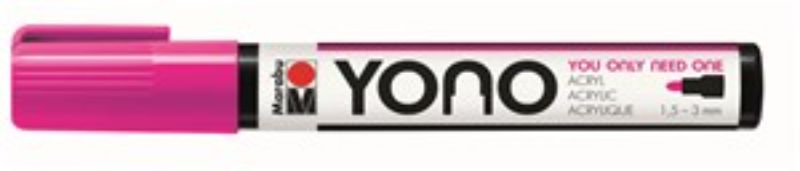 Vibrant Marabu Yono 334 Bullet Neon Pink acrylic marker for versatile art projects on multiple surfaces.