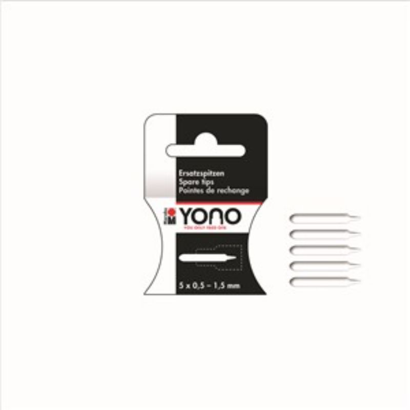 Five Marabu Yono fine replacement nibs for precise detailing on various surfaces, enhancing your creative projects.