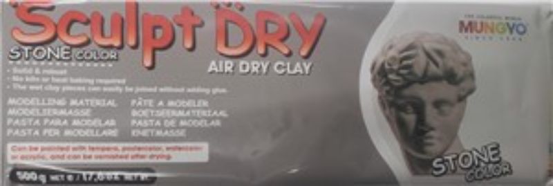 Mungyo Sculpt Dry Clay 500g in stone color, ideal for artists and DIY projects, air-dries, non-toxic, easy to mold.