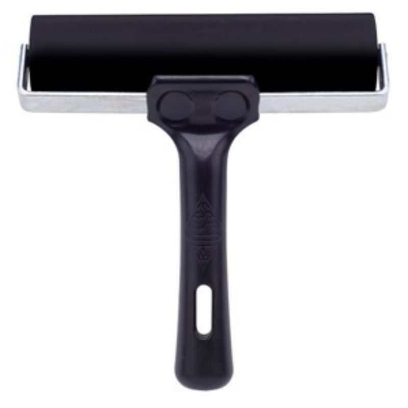 Professional Ink Roller 6" (150mm) with medium hard rubber for smooth, even ink application on printing blocks.