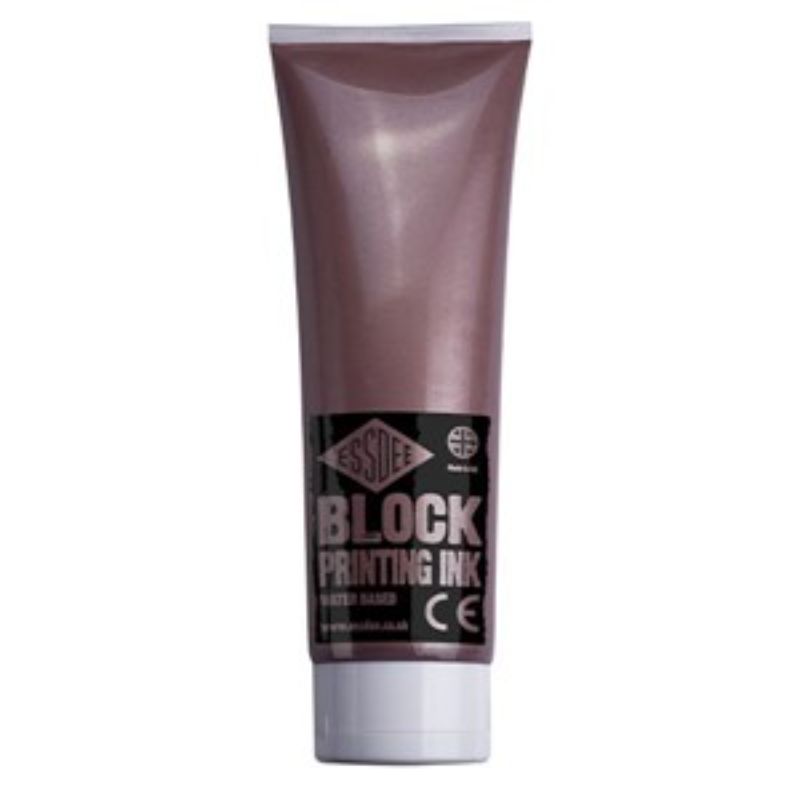 Essdee Block Print Ink 300ml in metallic bronze, ideal for vibrant block printing on all paper grades.