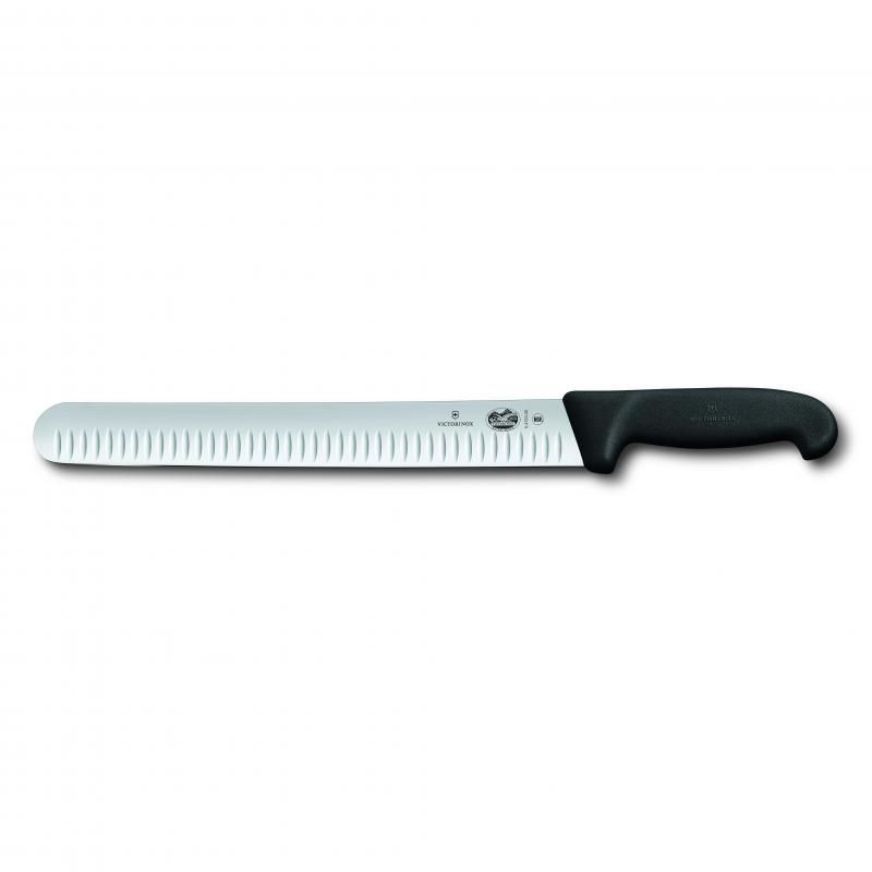 Victorinox Salmon Knife Flexible Round Blade Fluted Edge Fibrox 36cm | Black