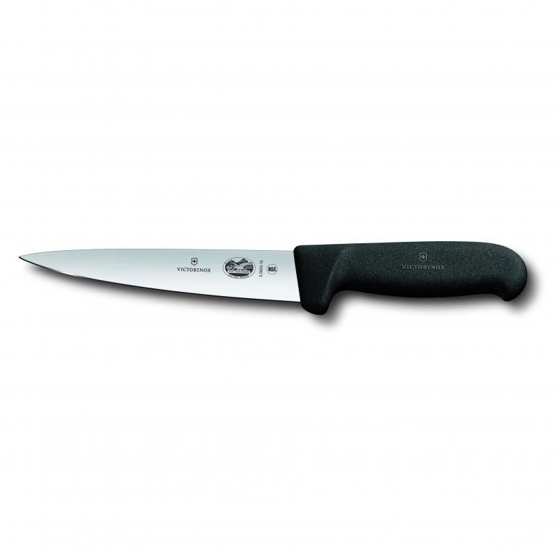 Victorinox Sticking Knife, 16cm, Pointed Blade, Fibrox - Black