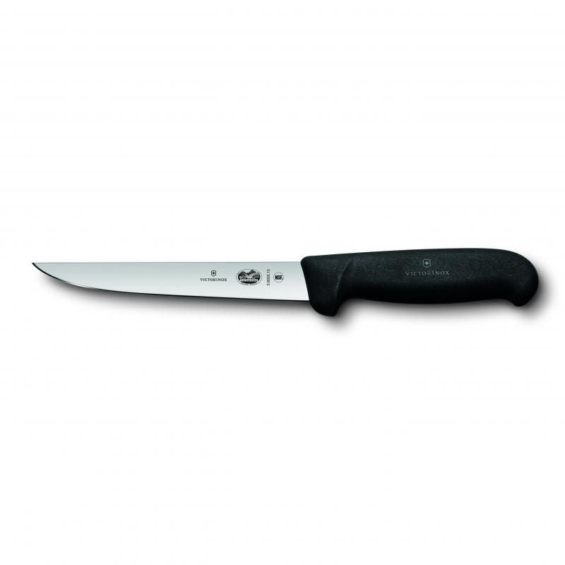 Victorinox Boning Knife Straight Wide Blade Fibrox 15cm | Black