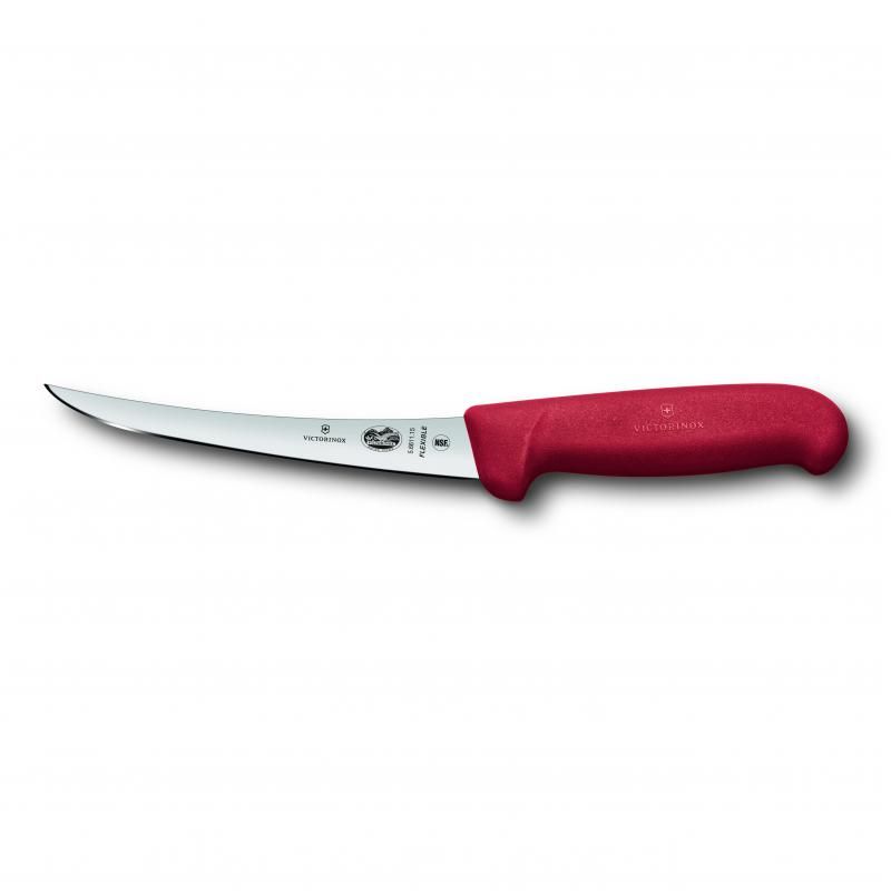 Victorinox FIbrox Curved Flexible Narrow Boning Knife 12cm | Red