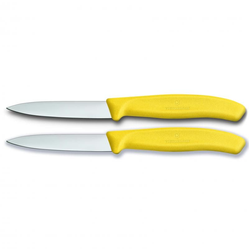 Victorinox Paring Knife, 8 Cm Pointed Blade,2 Pc Set, Classic, Yellow
