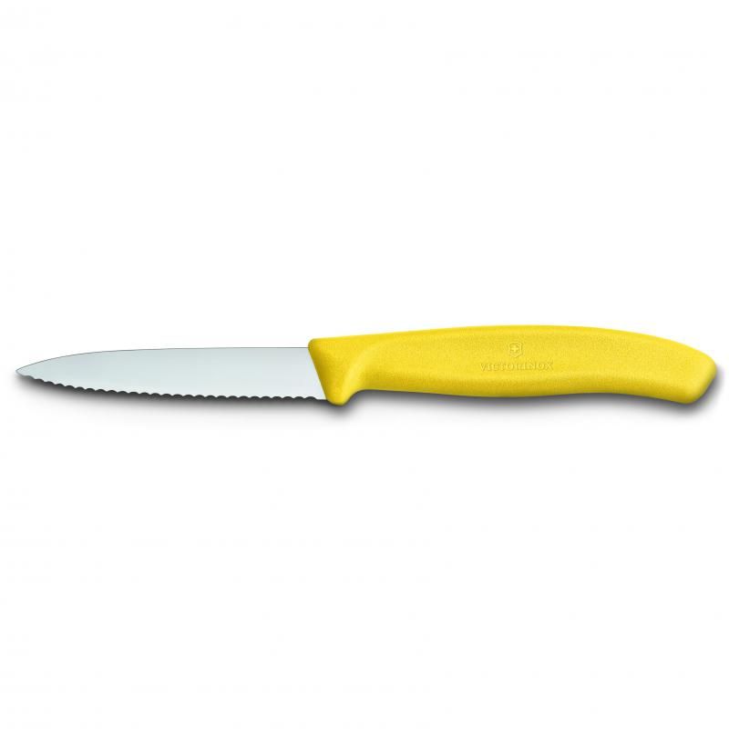 Victorinox Paring Knife, 8 Cm Pointed Tip, Wavy Edge, Classic, Yellow