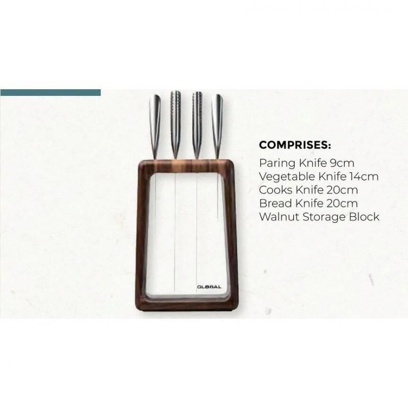 Global Hashira 5 Piece Knife Block | Walnut