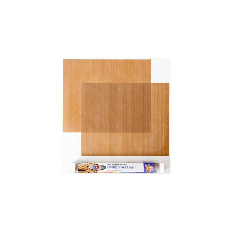 BAKEOGLIDE Baking Sheet Liners (2 Pack) featuring a non-stick PTFE surface, perfect for easy baking and healthier cooking.