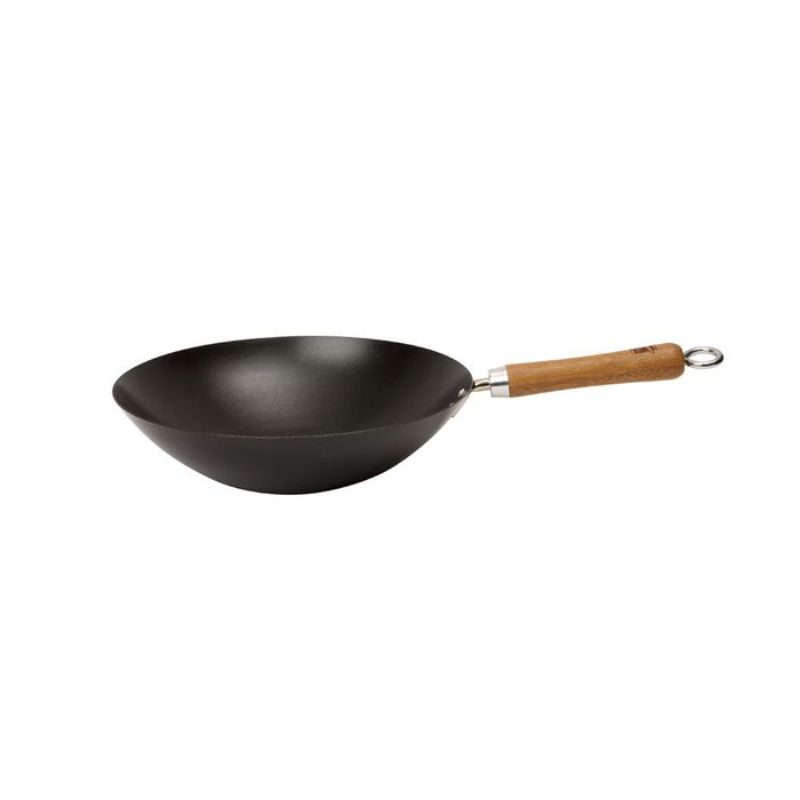12-inch non-stick carbon steel wok for effortless stir-frying, perfect for 2-3 servings of Asian dishes.