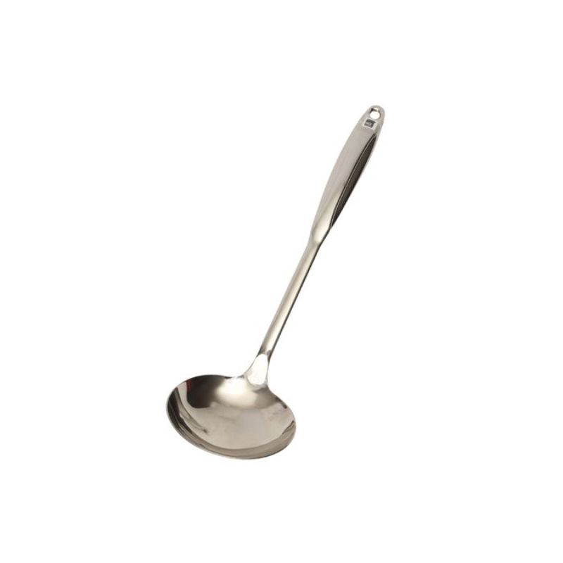 Premium 36cm stainless steel ladle with ergonomic handle, perfect for soups, stews, and sauces in any kitchen.