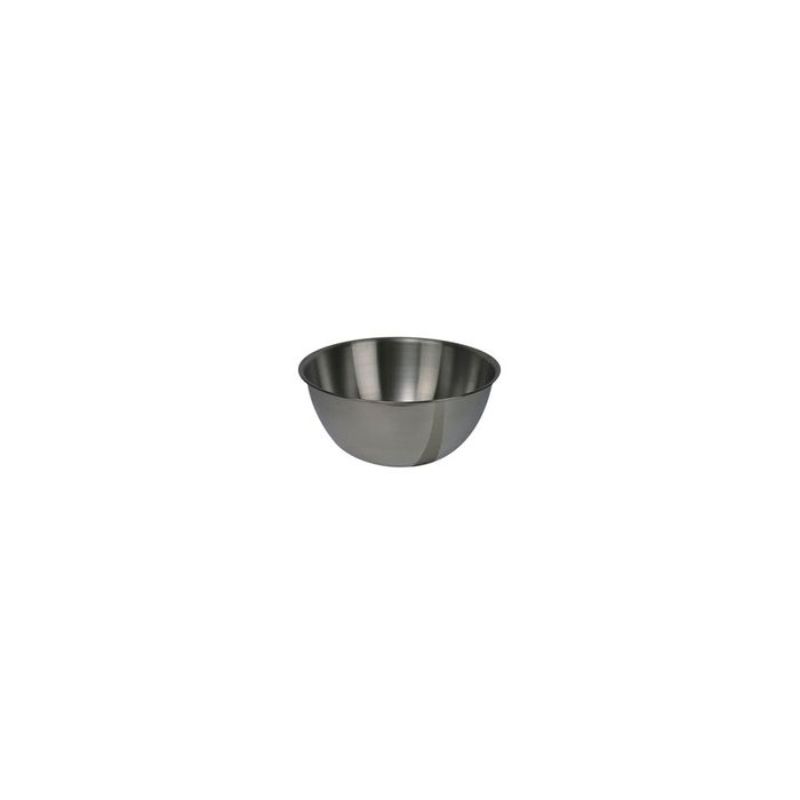 Dexam 0.5L stainless steel mixing bowl with polished exterior, high sides, and all-round pouring lip for versatile kitchen use.