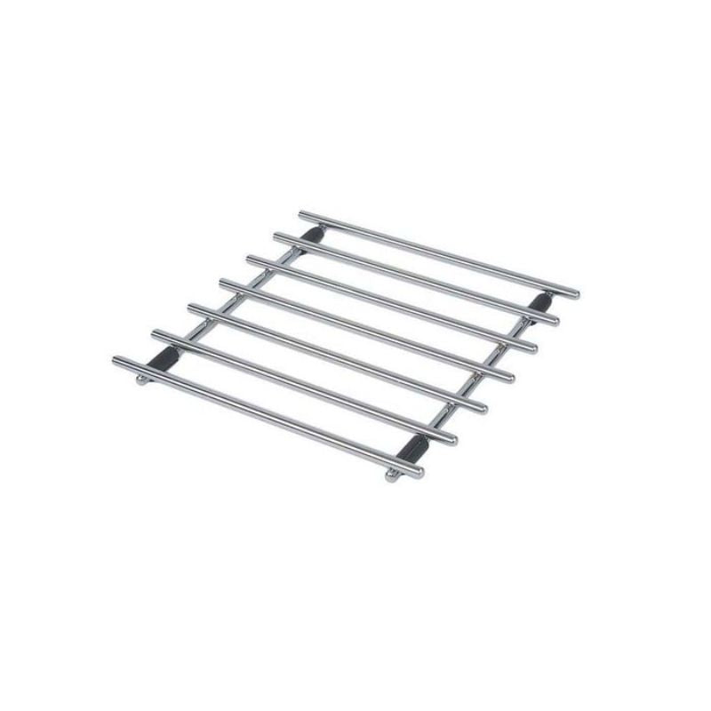 SQUARE TRIVET - DEXAM CHROME measuring 25x25cm, protects surfaces from hot cookware with a stylish chrome-plated finish.