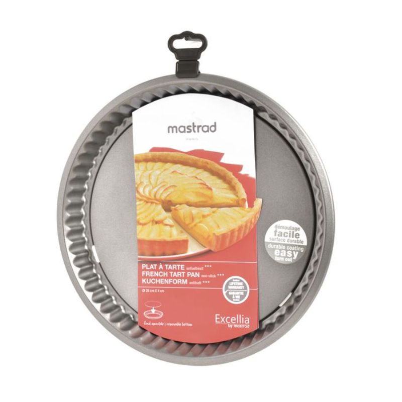 Mastrad Excellia 41cm non-stick tart pan with stainless steel body and easy-release feature for perfect baked goods.