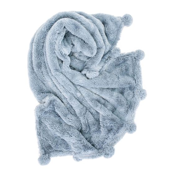 Weegoamigo Plush Pom Pom Blanket - Midnight - Weegoamigo