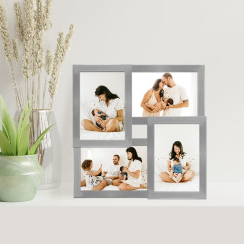 Eternal White/Rose Gold Metal Collage Three Photo Frame