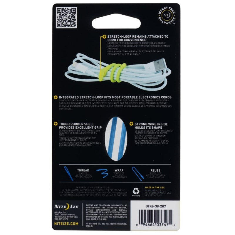 NITE IZE GEAR TIE CORD-TWST TIE 6" 2PK BRIGHT BLUE