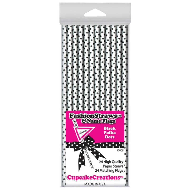 CUP CAKE CREATION 7008 19CM STRAW BLK DOTS WHT C/CAKE 24PC