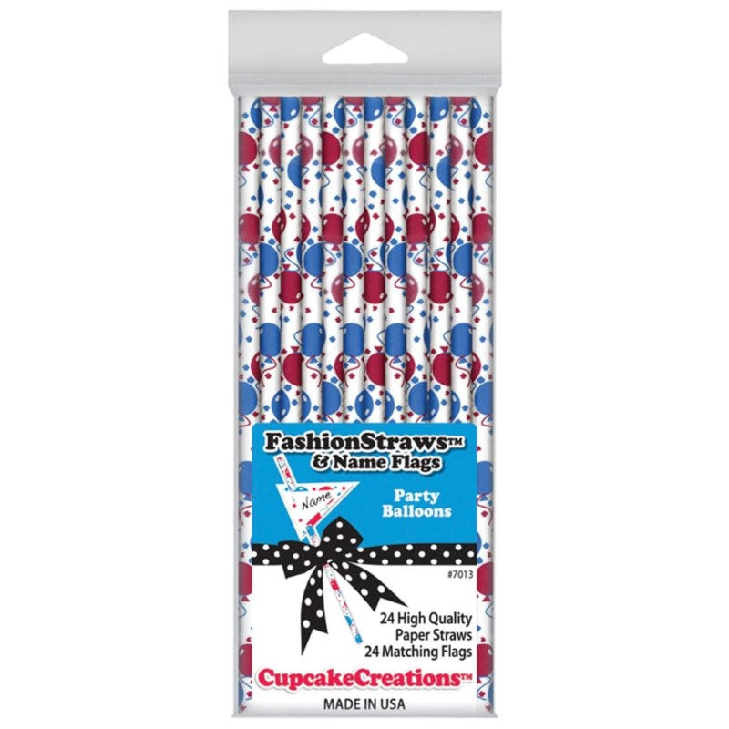 CUP CAKE CREATION 7013 19CM STRWS RED/BLU BAL. C/CAKE 24PC