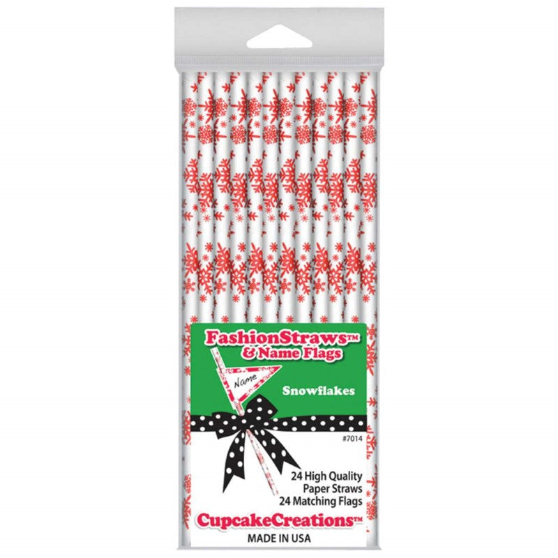 CUP CAKE CREATION 7014 19CM STRWS RED SNOWFLKS C/CAKE 24PC