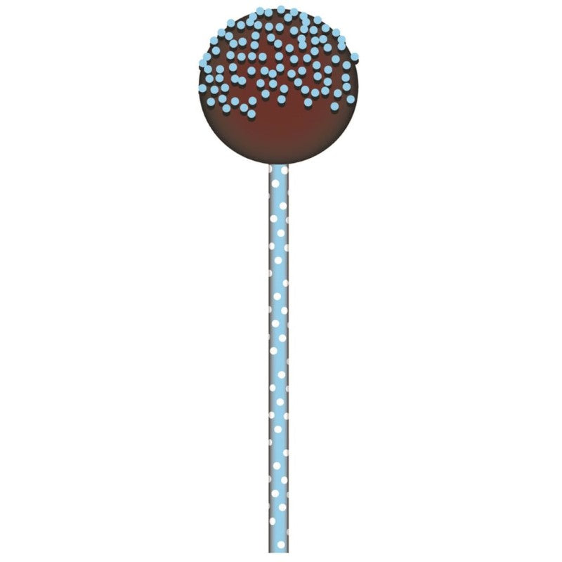 CUP CAKE CREATION 7206 15CM CAKEPOP STICK WHT/DOTS BLU24PC