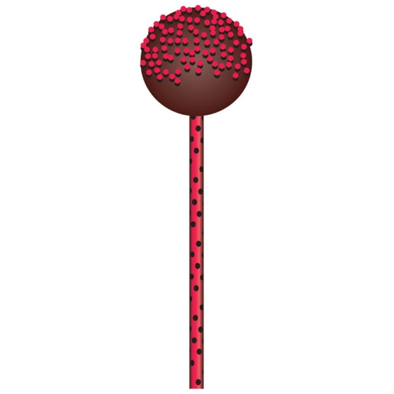 CUP CAKE CREATION 7207 15CM CAKEPOP STK BLK DOTS RED 24PC