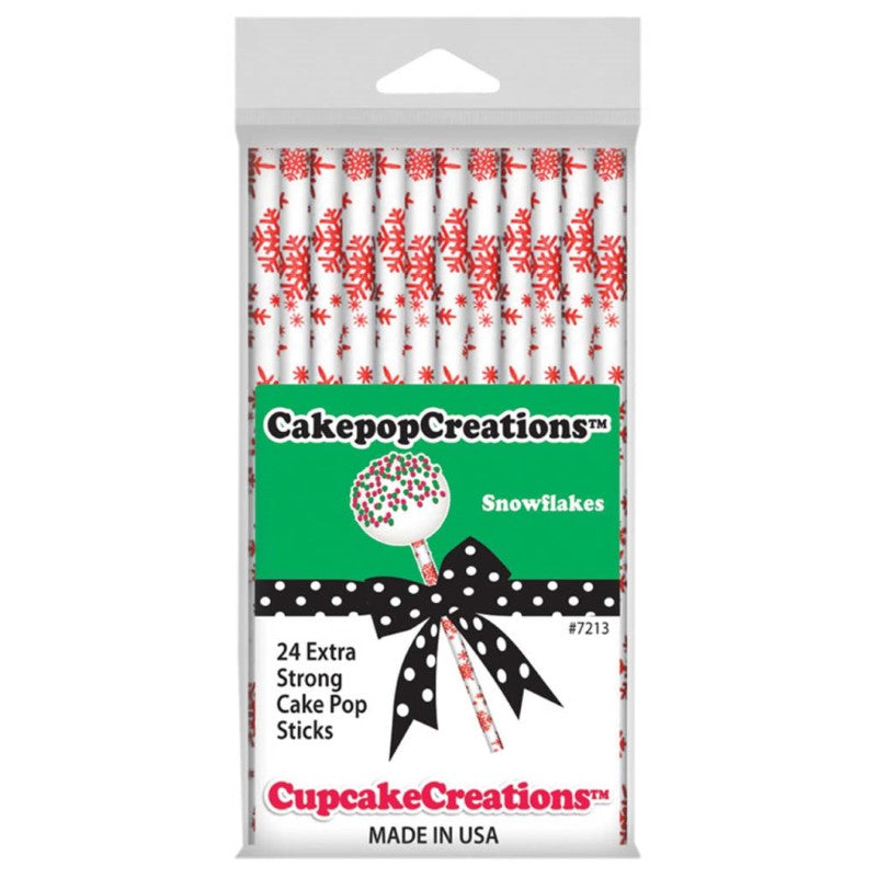 CUP CAKE CREATION 7213 15CM CAKEPOP STK RED SNOWFLKS 24PCS