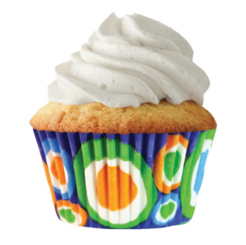 CUP CAKE CREATION STD FUN BLUE CIRCLES CUPCAKE 32PCS