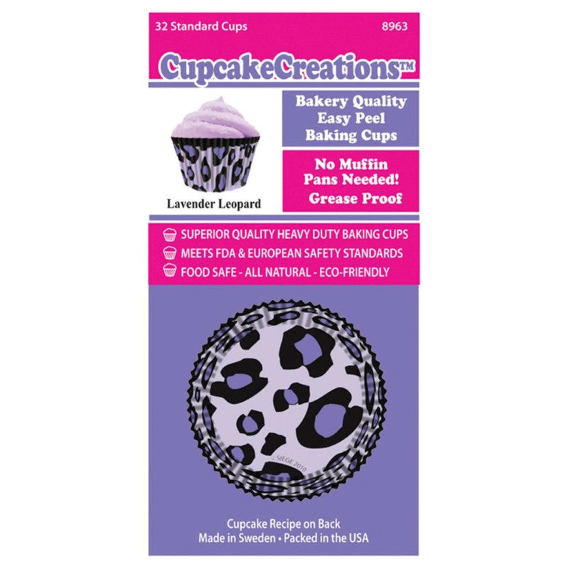 CUP CAKE CREATION STD LAVENDER LEOPARD CUPCAKES 32PCS