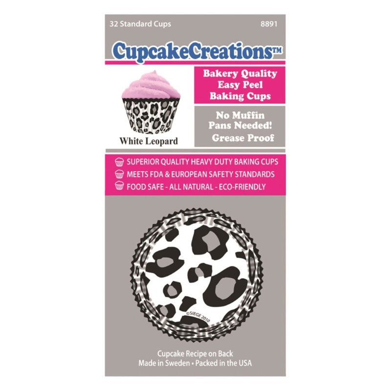 CUP CAKE CREATION STD WHITE LEOPARD CUPCAKE 32PCS