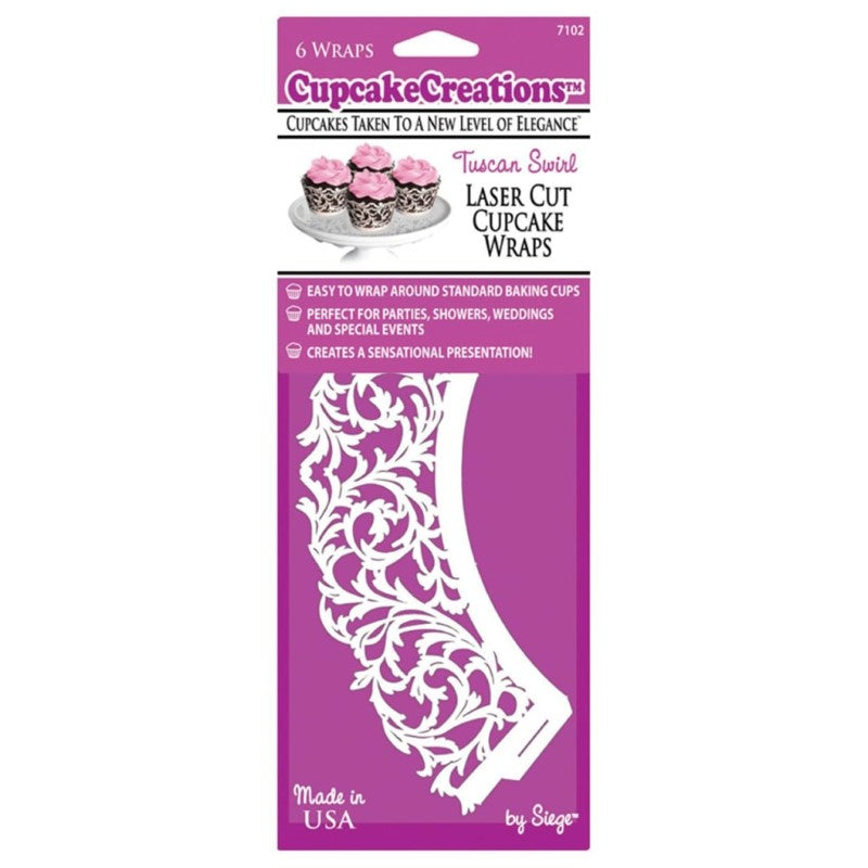 CUP CAKE CREATION TUSCAN SWIRL CUPCAKE WRAP 6PC