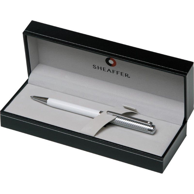 SHEAFFER INTENSITY WHITE/SPIRAL CAP/CHROME PLATE BALLPOINT PEN