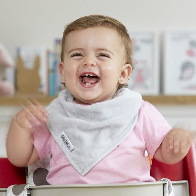 SILLY BILLYZ TOWEL BANDANA BIB SILVER