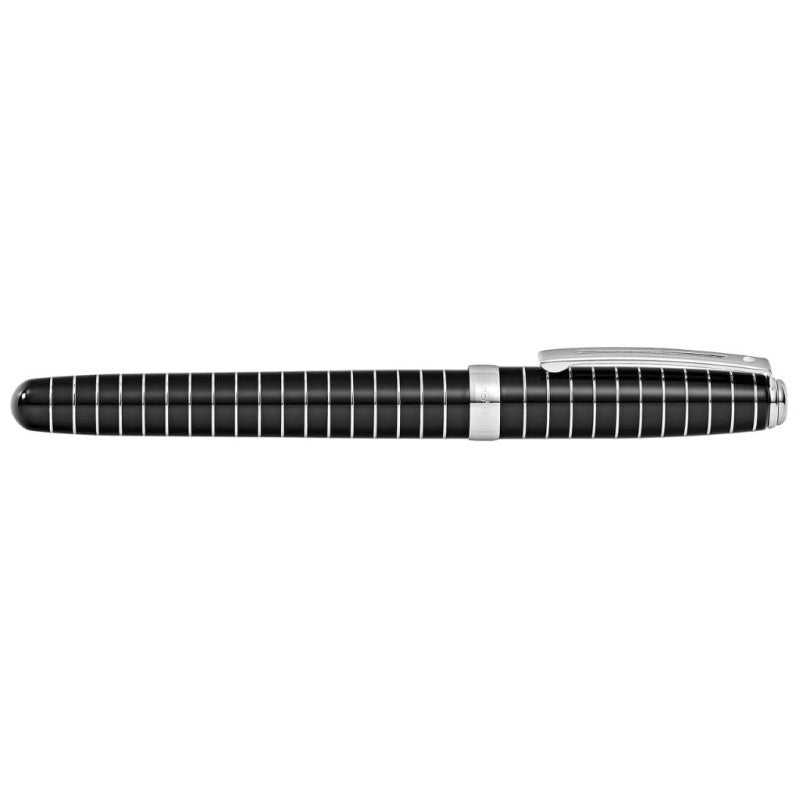 SHEAFFER PRELUDE BLACK LACQUER ENGRAVED LINES FINE FOUNTAIN PEN