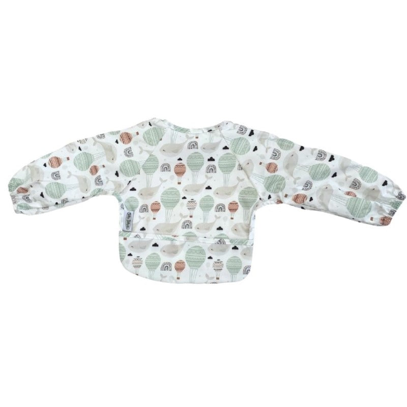 NYLON SMALL LONG SLEEVE BIB FLOATING WHALES