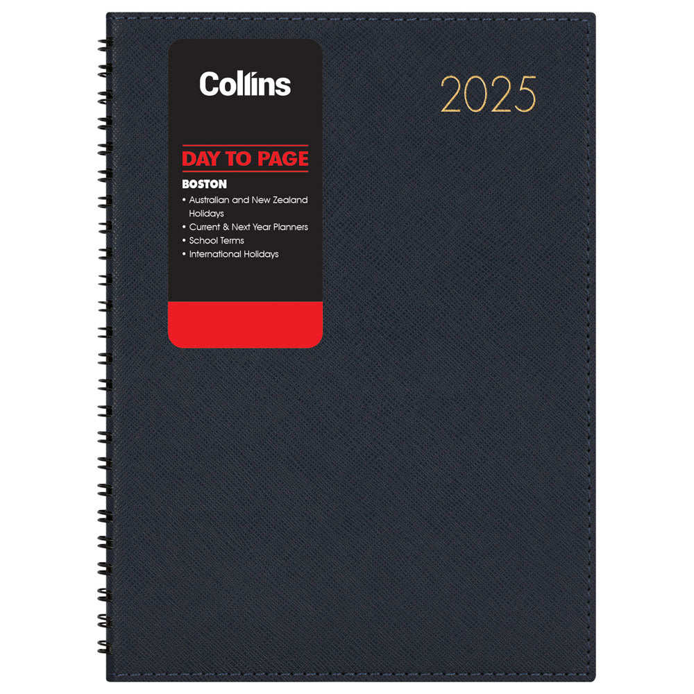 Collins Boston A51 Day To Page Diary Navy Wiro Odd Year