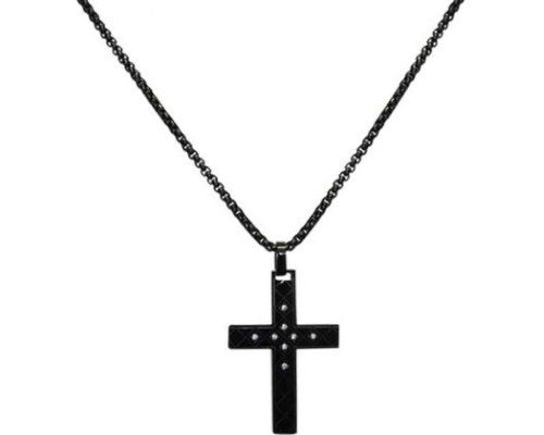 Necklace - Jax Black Diamante Cross