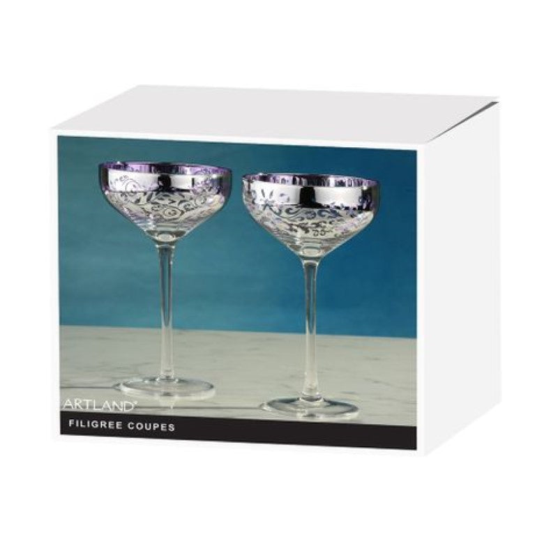Filigree Champagne Saucer Lilac Set 2