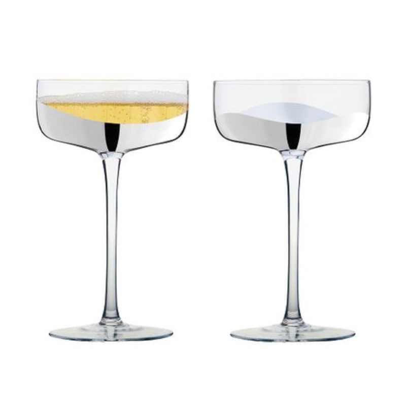 ASD Wave Silver Champagne Saucer (Set 2)