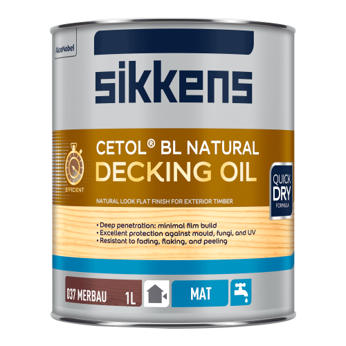 Sikkens BL Natural Decking Oil - Merbau 1L